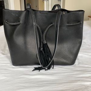 Sole society black faux leather tote with wristlet